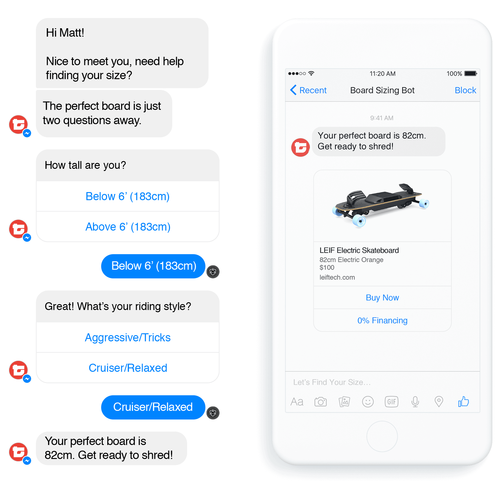Leiftech Product Sizing Bot Screenshot